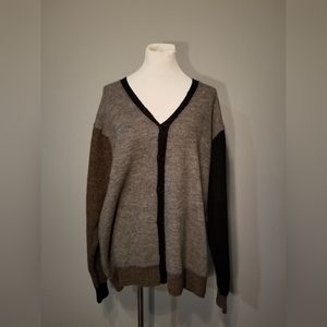 Martin Gordon XXL Color Block Grey, Brown, Black Vneck Cardigan